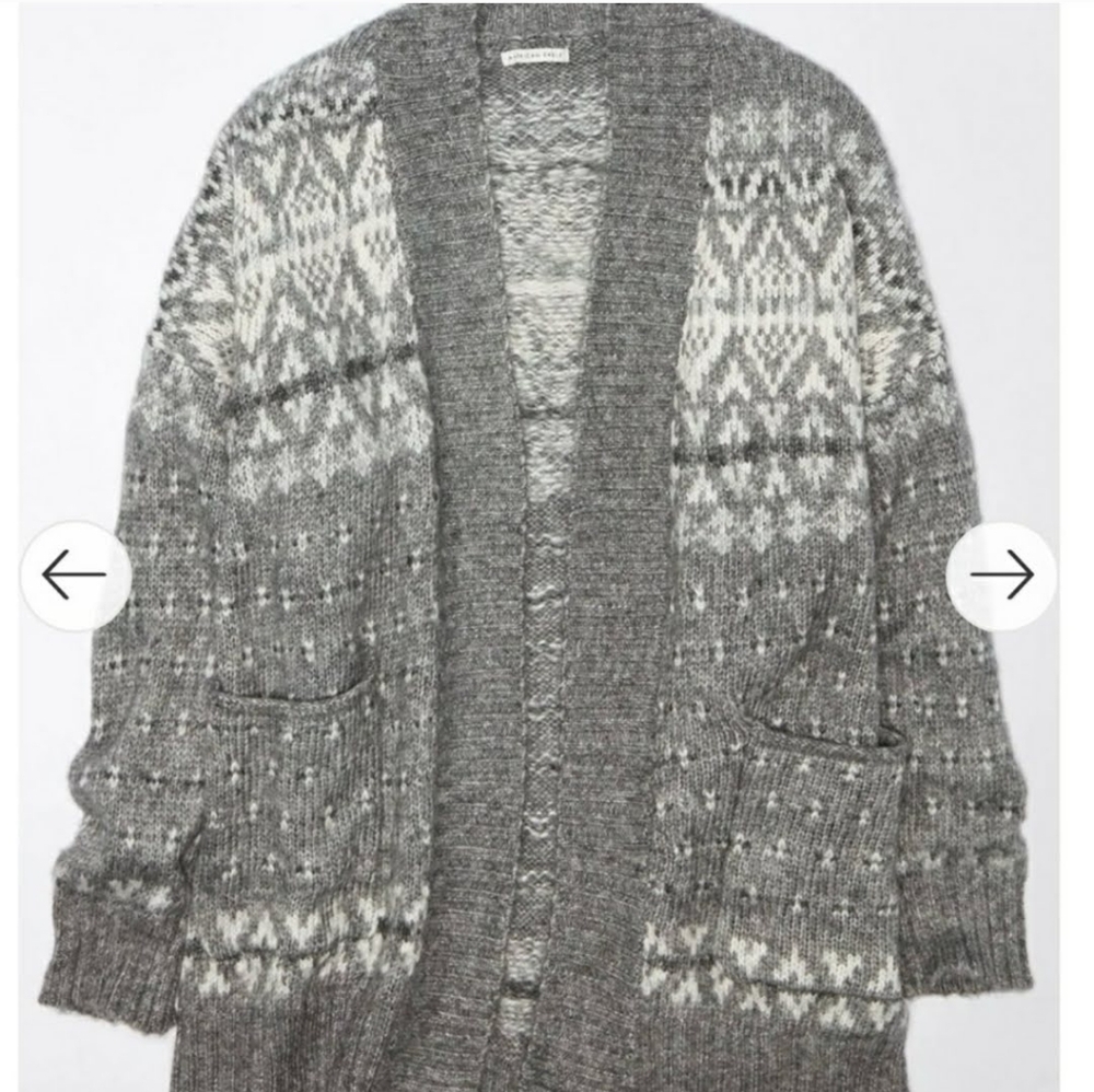 Oversized Fair Isle Open Cardigan - Picture 3 of 9
